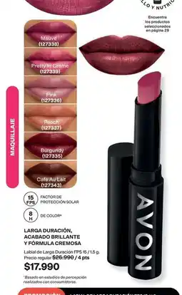 Avon Avon - larga duración, acabado brillante y fórmula cremosa lápiz de larga duración fps 15 oferta
