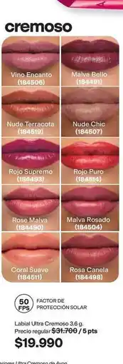 Avon Malva - labial ultra cremoso 3.6 g oferta