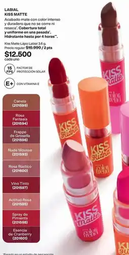 Avon Intenso - labial kiss matte oferta