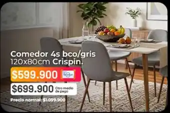 Comedor 4s bco/gris 120x80cm