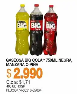 Mercar Big gaseosa negra, manzana o piña oferta