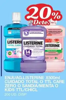 Mercar Listerine cuidado total o ttl care zero o sandia/menta o kids ttl/chicl oferta