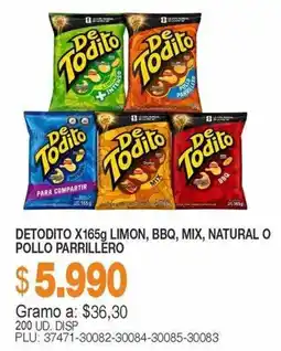 Mercar Detodito limon bbq mix natural o pollo parrillero oferta