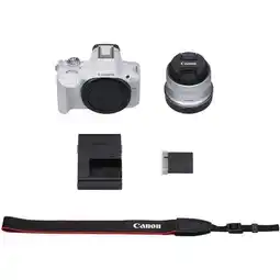 Falabella Cámara EOS R50 Mirrorless Blanca con lente 18-45mm + Memoria 64Gb de 100Mbs + Bolso oferta