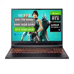 Falabella PORTATIL NITRO V16 AI RYZEN AI 7 350 RAM 16GB SSD 1TB RTX 5060 8GB oferta