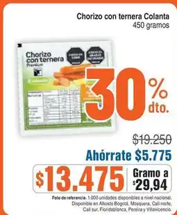 Alkosto Colanta - chorizo con ternera premium oferta