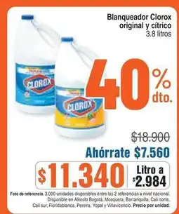 Alkosto Clorox - blanqueador original y cítrico oferta