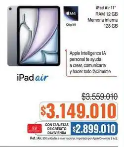 Alkosto Apple - ipad air 11 ram 12 gb memoria interna 128 gb oferta