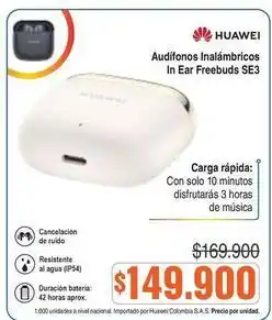 Alkosto Huawei - audífonos inalámbricos in ear freebuds se3 oferta
