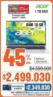 Alkosto Acer - procesador amd ryzen 7 5825u oferta