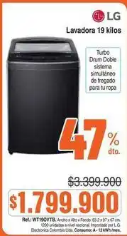Alkosto Lg - lavadora 19 kilos wt19ovtb oferta