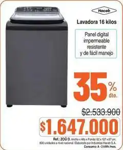 Alkosto Haceb - lavadora 16 kilos oferta