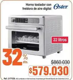 Alkosto Oster - horno tostador con freidora de aire digital oferta