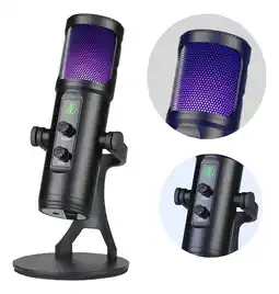 Falabella Micrófono Profesional Condensador Omnidireccional Con Luz Negro USB oferta