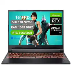 Falabella PORTATIL GAMER NITRO - RYZEN AI 7 350 - RAM 32GB - SSD 2TB - RTX 5060 8GB oferta
