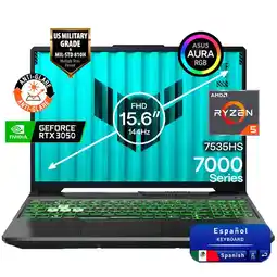 Falabella Portátil Gamer TUF AMD Ryzen 5 RAM 8GB SSD 4TB RTX 3050 4GB 144Hz ESPAÑOL oferta