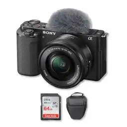 Falabella Cámara ZV-E10 4K Mirrorless + Lente 16-50mm f3.5-5.6 + Memoria 64Gb de 100Mbs + Bolso oferta