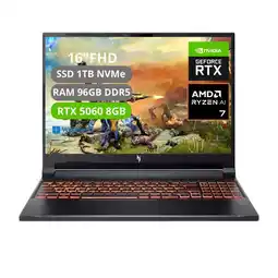 Falabella PORTATIL NITRO V16 AI RYZEN AI 7 350 RAM 96GB SSD 1TB RTX 5060 8GB oferta