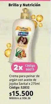 Nova Venta Savital - crema para peinar de argán con aceite de jojoba x 275ml código: 52832 oferta