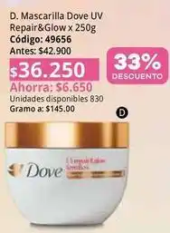 Nova Venta Dove - mascarilla uv repair&glow x 250g código: 49656 oferta