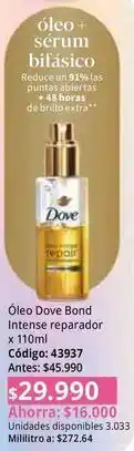 Nova Venta Dove - óleo bond intense reparador x 110ml oferta