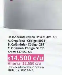 Nova Venta Dove - desodorante roll on c/u oferta