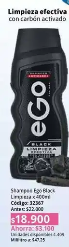 Nova Venta Ego - shampoo black limpieza x 400ml oferta