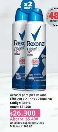 Nova Venta Rexona - aerosol para pies x 2 unds x 210ml c/u oferta