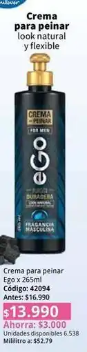 Nova Venta Ego - crema para peinar look natural y flexible código: 42094 oferta