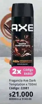 Nova Venta Axe - fragancia dark temptation x 150ml código: 22081 oferta