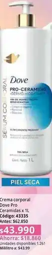Nova Venta Dove - crema corporal pro ceramidas x 1l oferta