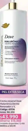 Nova Venta Dove - crema corporal hialurónico dermo renovador oferta