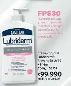 Nova Venta Lubriderm - prevención uv30 oferta
