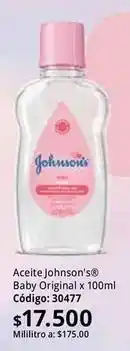 Nova Venta Johnson's - aceite baby original x 100ml código: 30477 oferta
