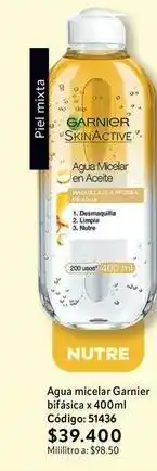 Nova Venta Garnier - agua micelar bifásica x 400ml código: 51436 oferta