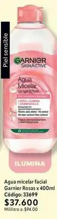 Nova Venta Garnier - agua micelar facial rosas x 400ml código: 33699 oferta