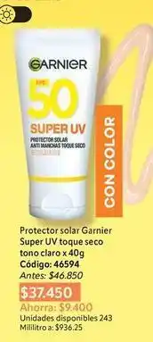 Nova Venta Garnier - protector solar super uv toque seco oferta