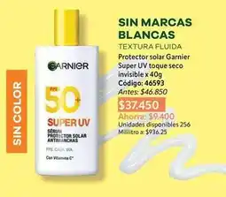 Nova Venta Garnier - protector solar super uv toque seco invisible x 40g oferta