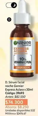Nova Venta Garnier - sérum facial noche express aclara x 30ml oferta