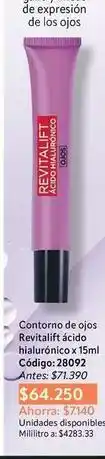 Nova Venta Revitalift - contorno de ojos ácido hialurónico x 15ml código: 28092 oferta