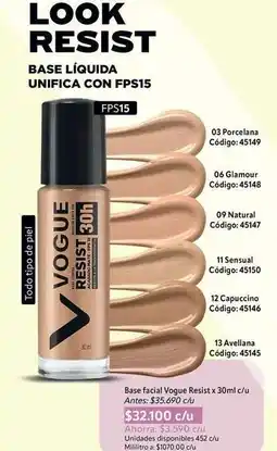 Nova Venta Vogue - look resist base líquida oferta