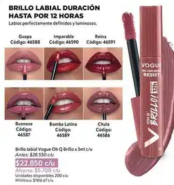Nova Venta Vogue - brillo labial oh q brillo x 3ml c/u oferta