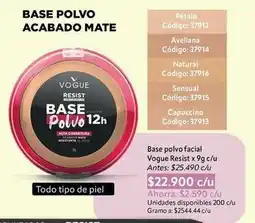 Nova Venta Vogue - base polvo acabado mate oferta