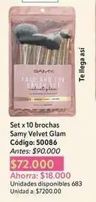 Nova Venta Set x 10 brochas velvet glam código: 50086 oferta