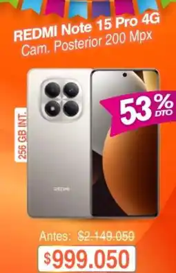 Alkosto Note 15 pro 4g cam. posterior 200 mpx oferta