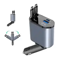 Falabella Cargador Rápido Auto Usb Usb C Multi Puerto Retractil 4 En 1 Gris oferta