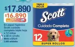 Jumbo Scott - en papel higiénico cuidado completo triple hoja oferta