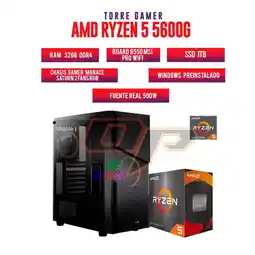 Falabella TORRE GAMER RYZEN 5 5600G/32GB RAM/ 1TB SSD/BOARD B550 WIFI / CHASIS 1 FANS oferta