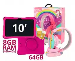 Falabella Tablet Niños 10 Pulgadas 8GB RAM (4Gb+4Gb) Doble SIM Android 14 64GB Rosado oferta