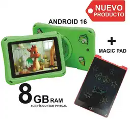 Falabella Tablet Niños 7 Pulgadas 8GB RAM (4+4) 64 GB Android 16 Wifi + MagicPad VERDE oferta